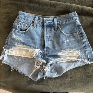 Levi's Light Blue Distressed Jean Shorts